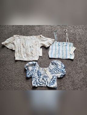 3 Ocean Drive Smocked Crop Tops